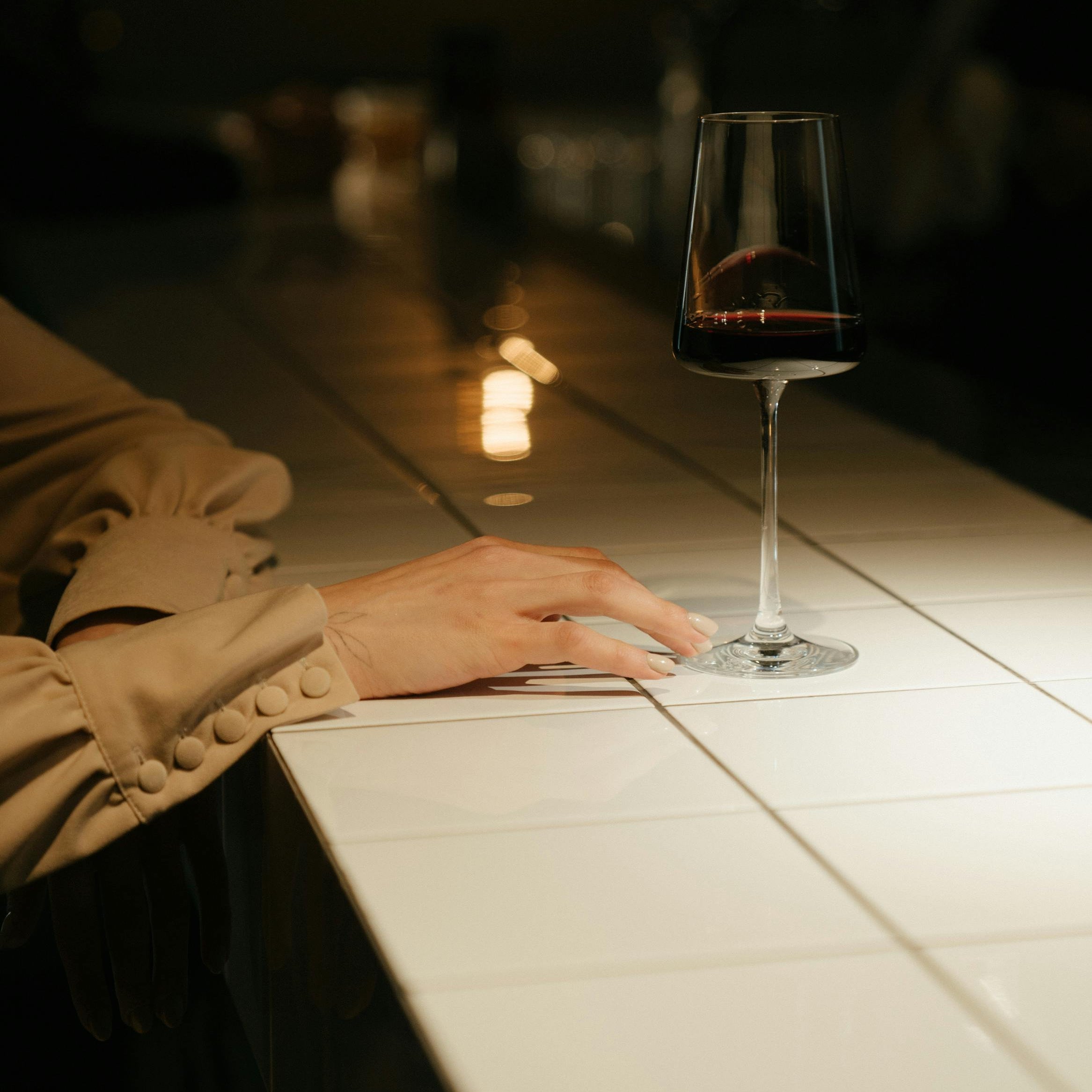 Glass of non alcoholic red wine