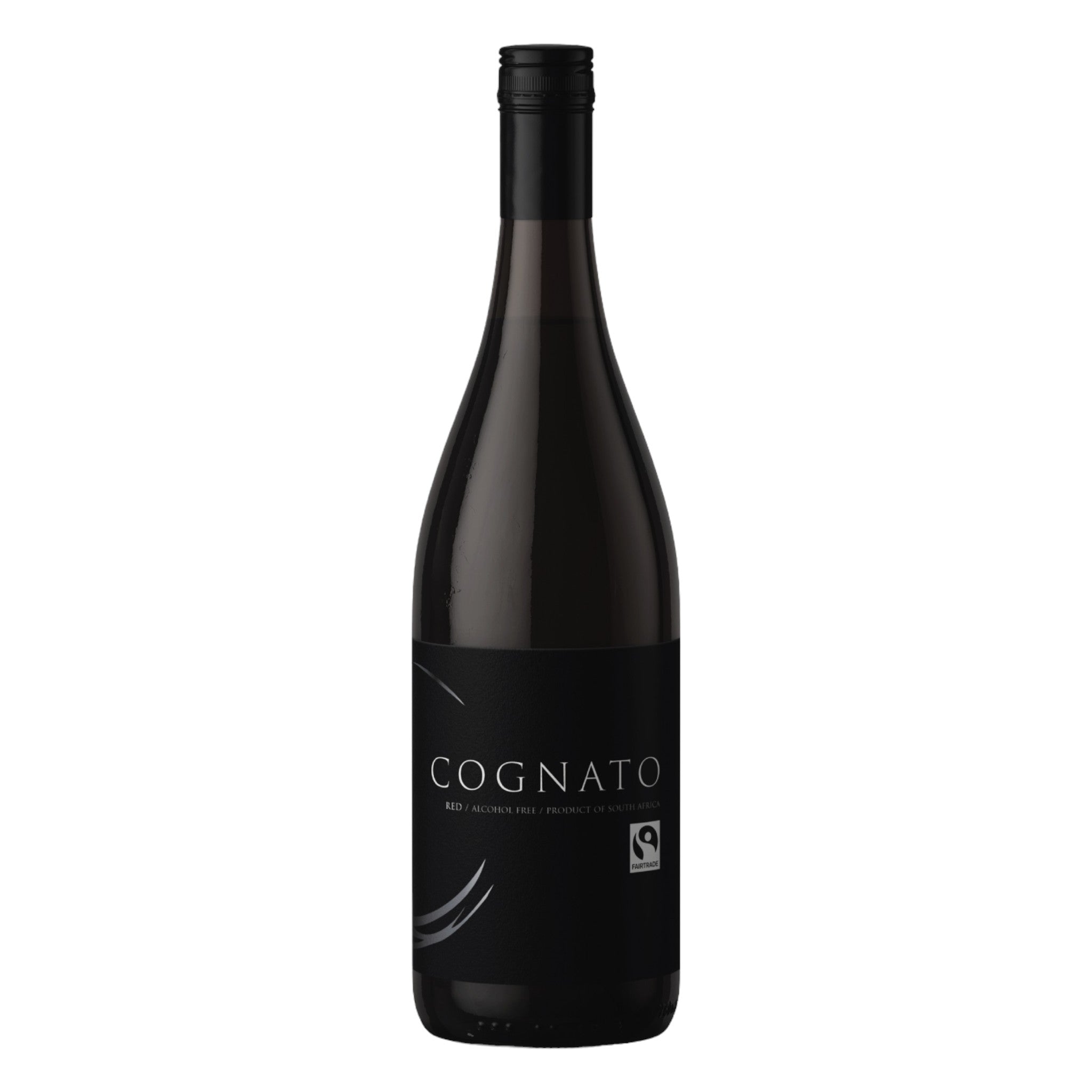 Elegant bottle of Cognato Cabernet Sauvignon alcohol-free red wine with a detailed label, displayed on a clean white background, showcasing its refined design and deep red color.